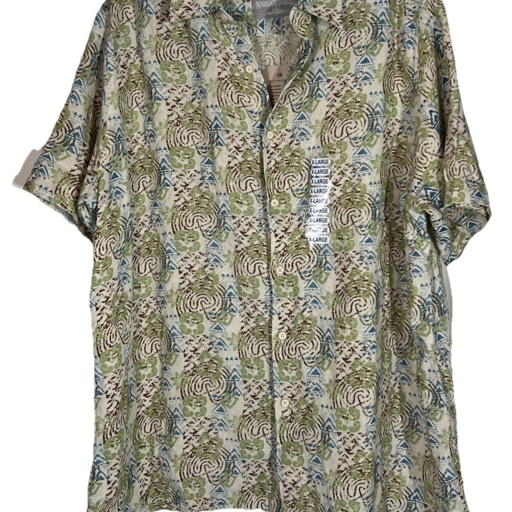 Margaritaville‎ Silk And Linen Men's XL Short Sleeve Up Button Shirt  - NWT